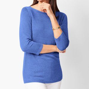 Talbots Blue Linen Bateau Neck Sweater szLP